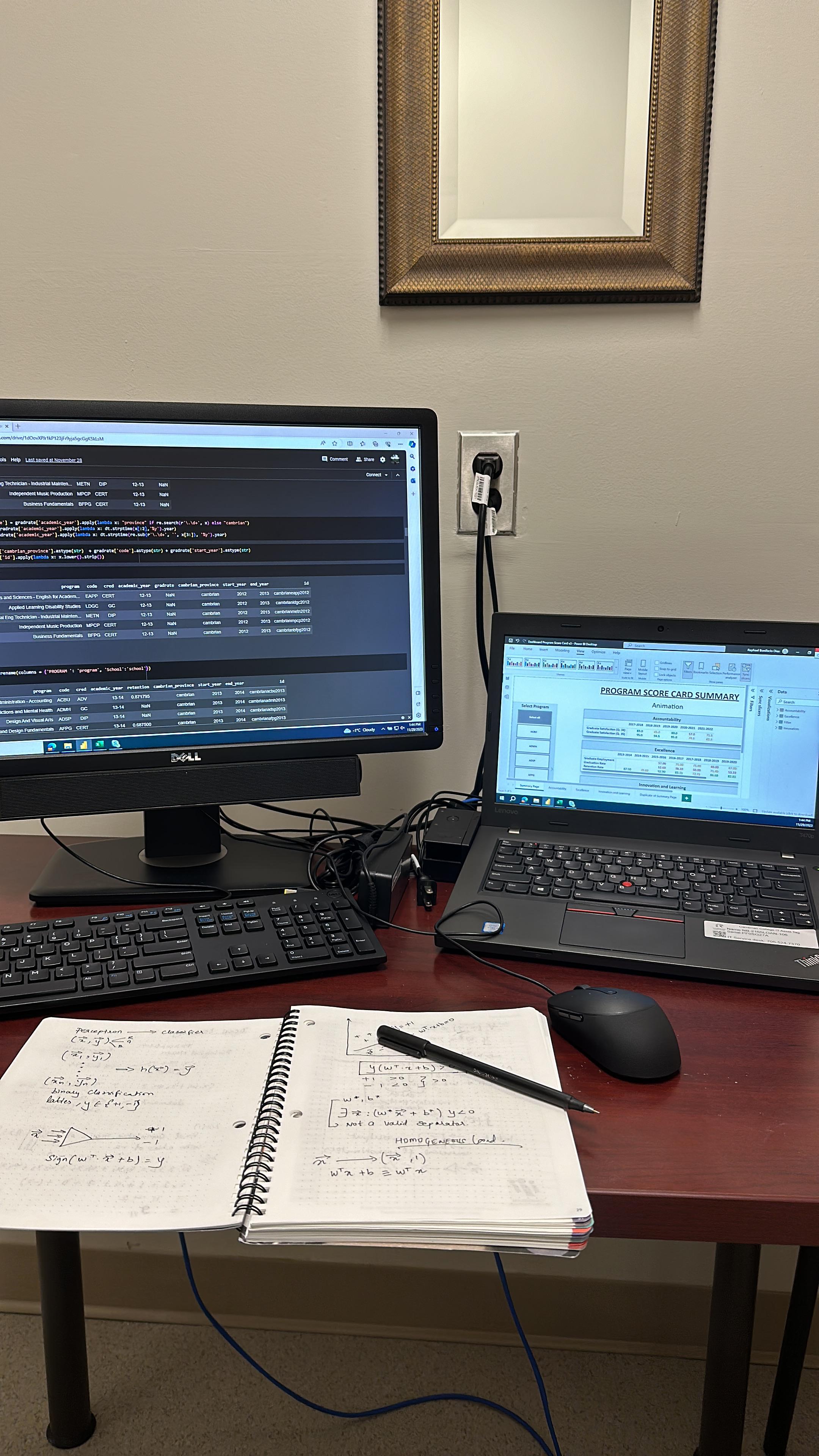 My work station as a student data analyst @ Cambrian College
